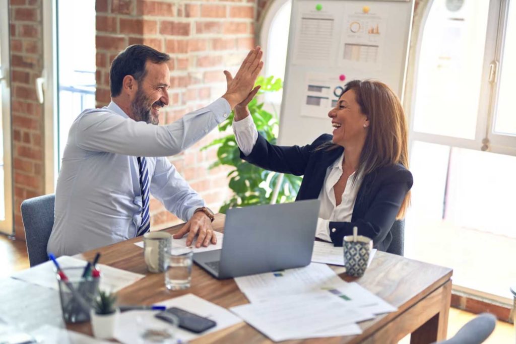 high five in the office